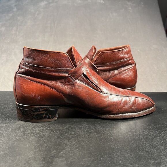 Florsheim Monk Strap Leather Shoes Men\'s 10.5 C Chesnut Brown Leather Dress